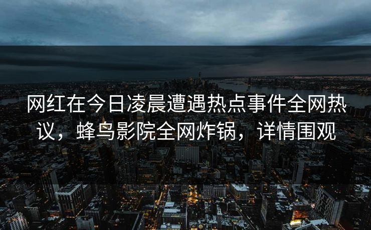 网红在今日凌晨遭遇热点事件全网热议，蜂鸟影院全网炸锅，详情围观
