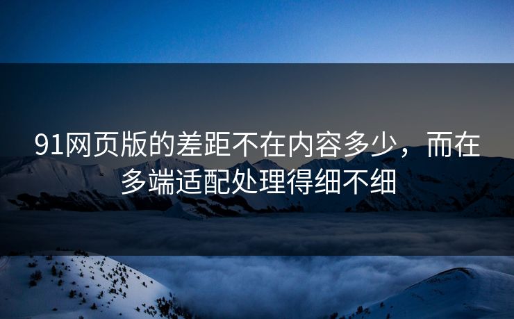 91网页版的差距不在内容多少，而在多端适配处理得细不细
