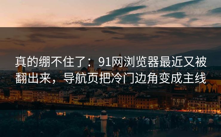 真的绷不住了：91网浏览器最近又被翻出来，导航页把冷门边角变成主线